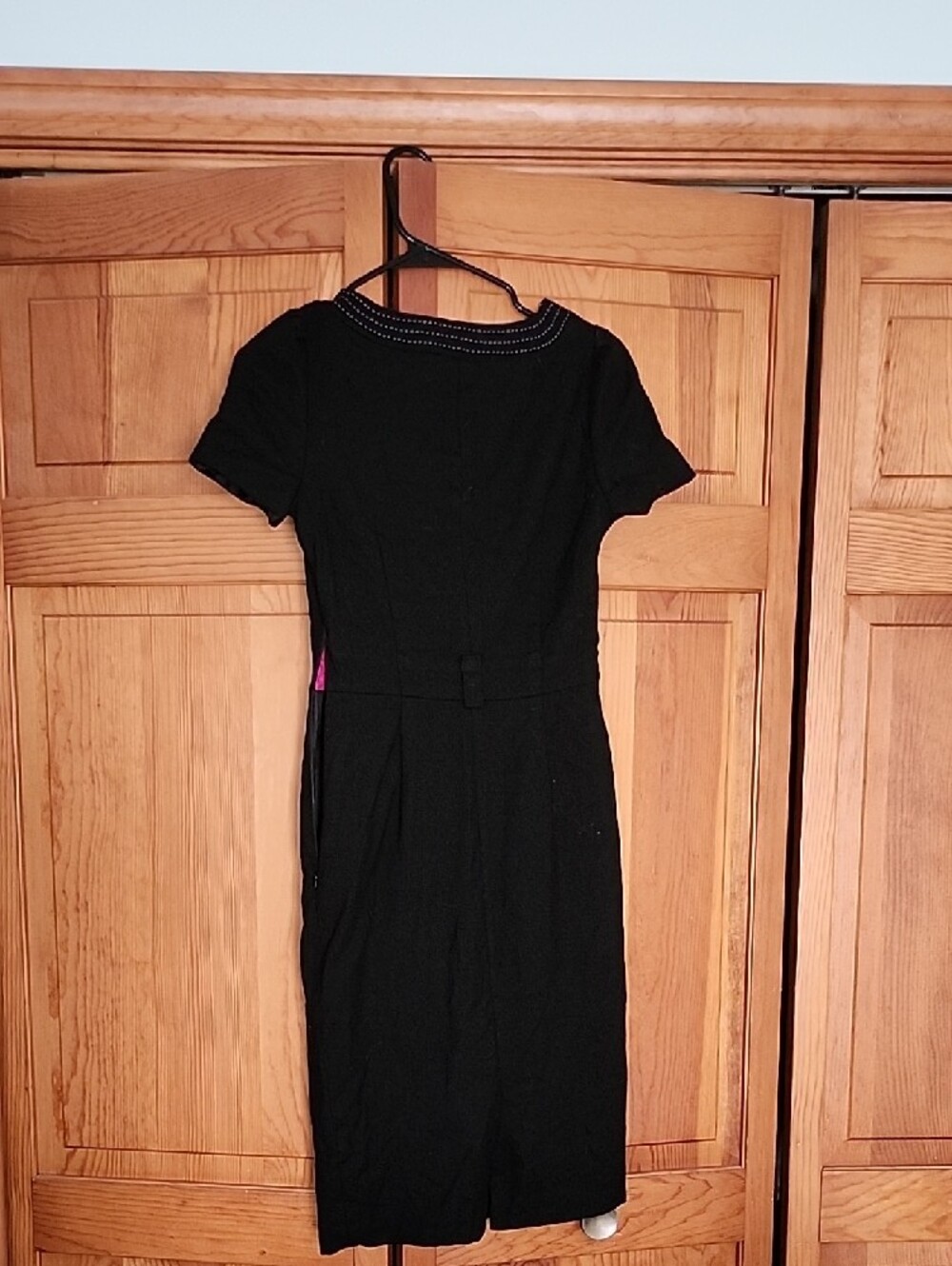 Boden Black Midi Sheath Dress with Studded Trim and Pink Lining - Picture 3 of 3